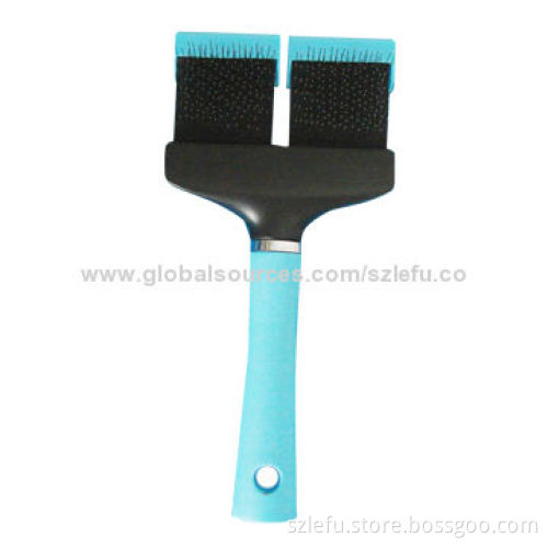 Firm dual sided dog slicker brush with extra long stainless steel pins, rubber soft handleNew